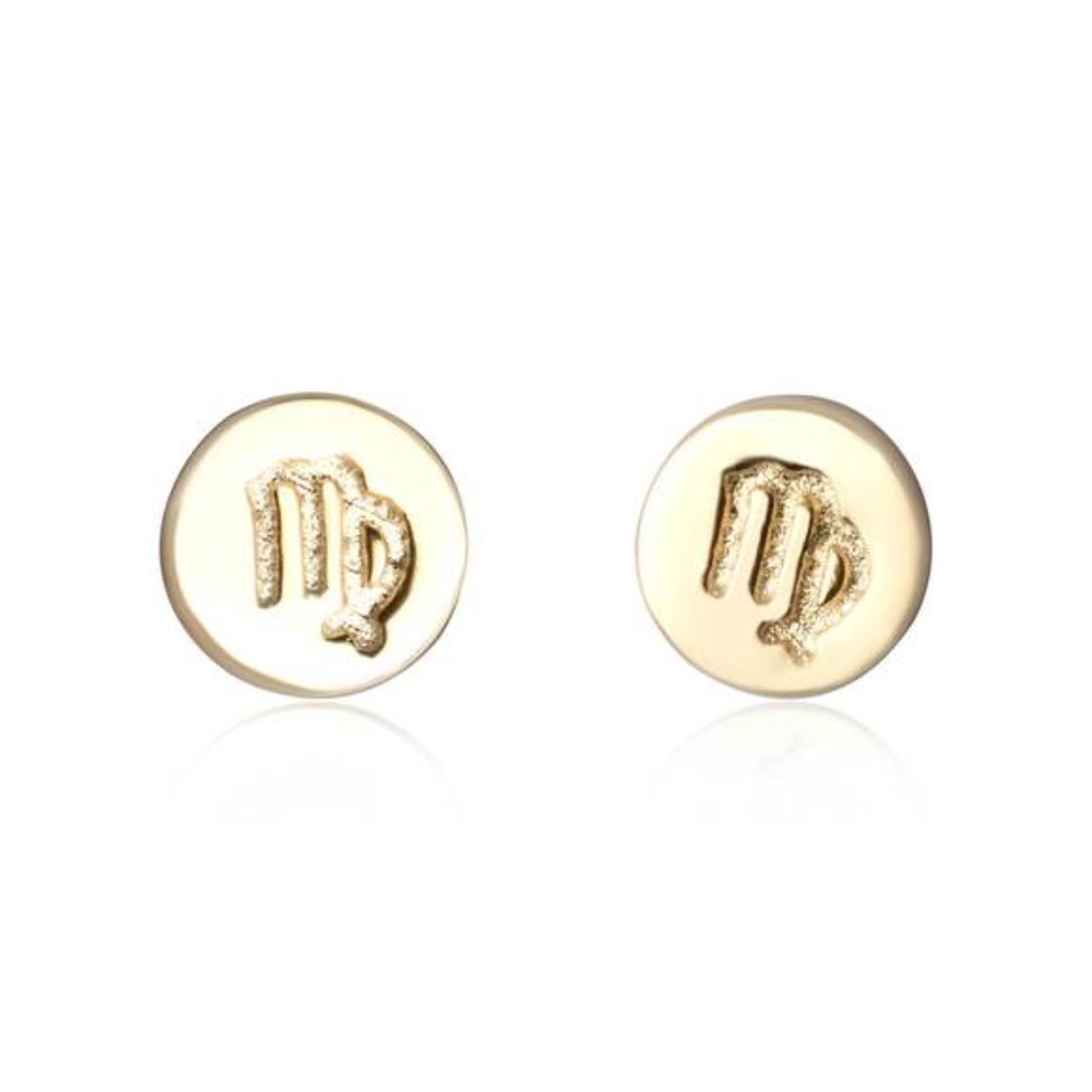 Sterling Silver Zodiac VIRGO Earrings Gold Plated